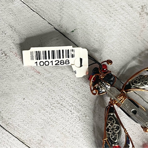 CHICO’S Wire Wrapped Beaded Dragonfly Brooch Pin - Picture 4 of 4